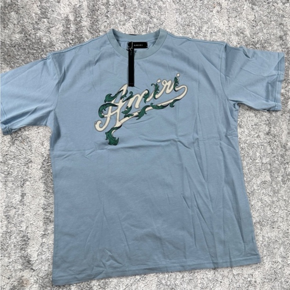 AMIRI Filigree Tee Baby Blue Shirt Men's Size Large